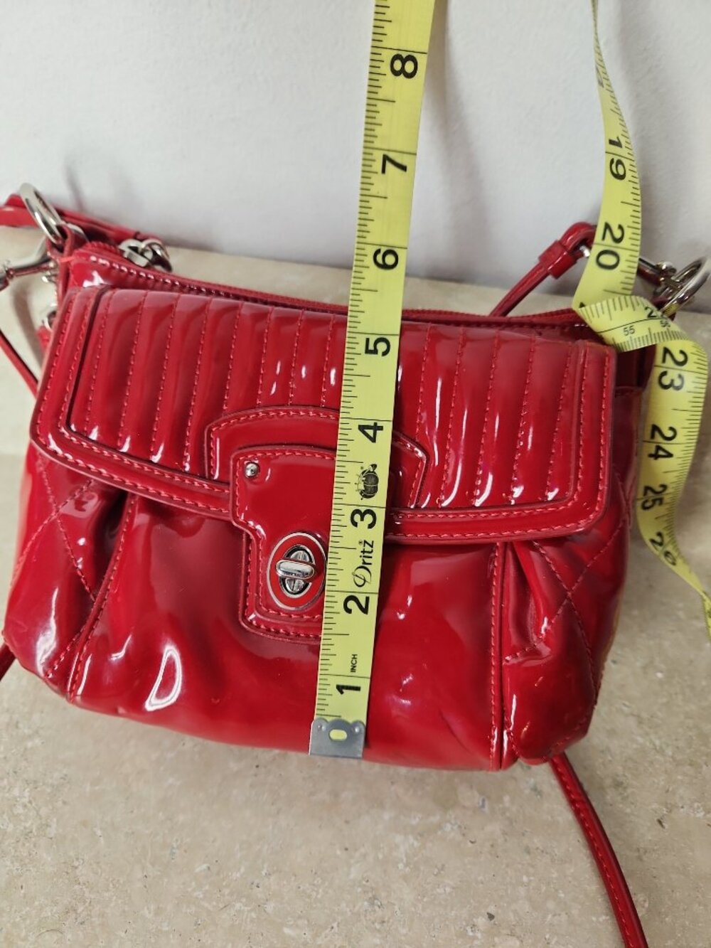 Coach Poppy Liquid Gloss Quilted Patent Leather Mini crossbody purse bag red - Picture 13 of 13